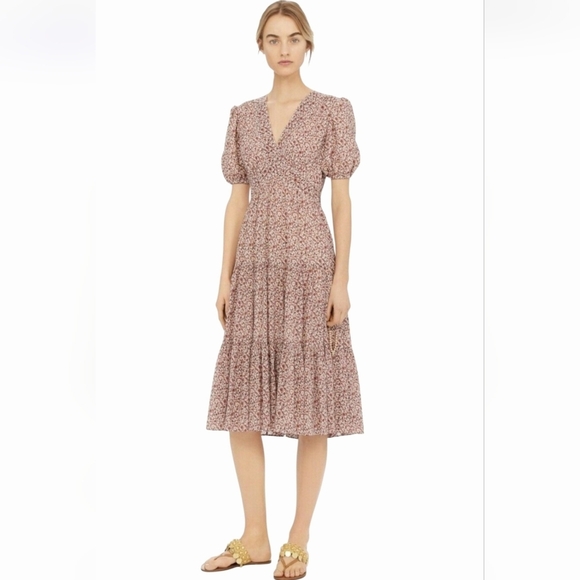 Tory Burch Floral Cotton and Silk Keepsake Dress Size 0 - Picture 1 of 12